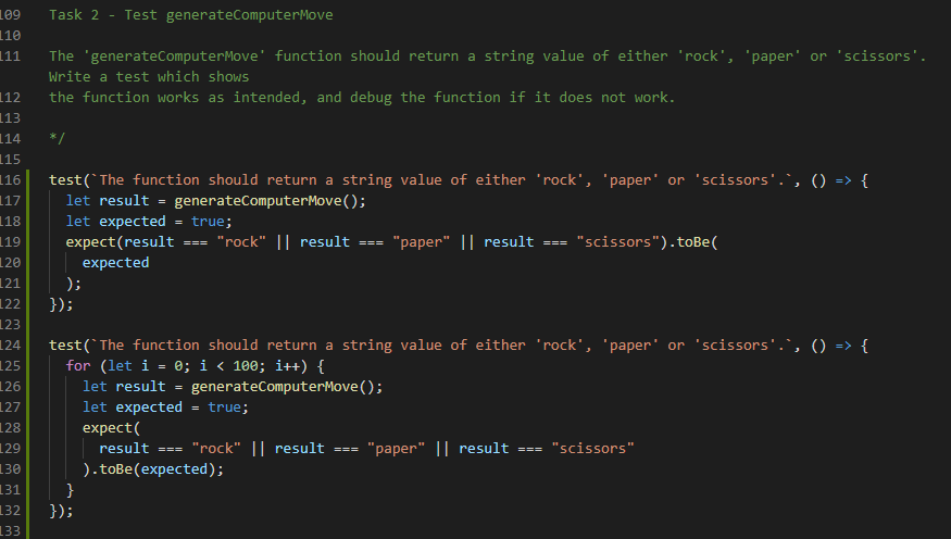 tests for generateComputerMove function