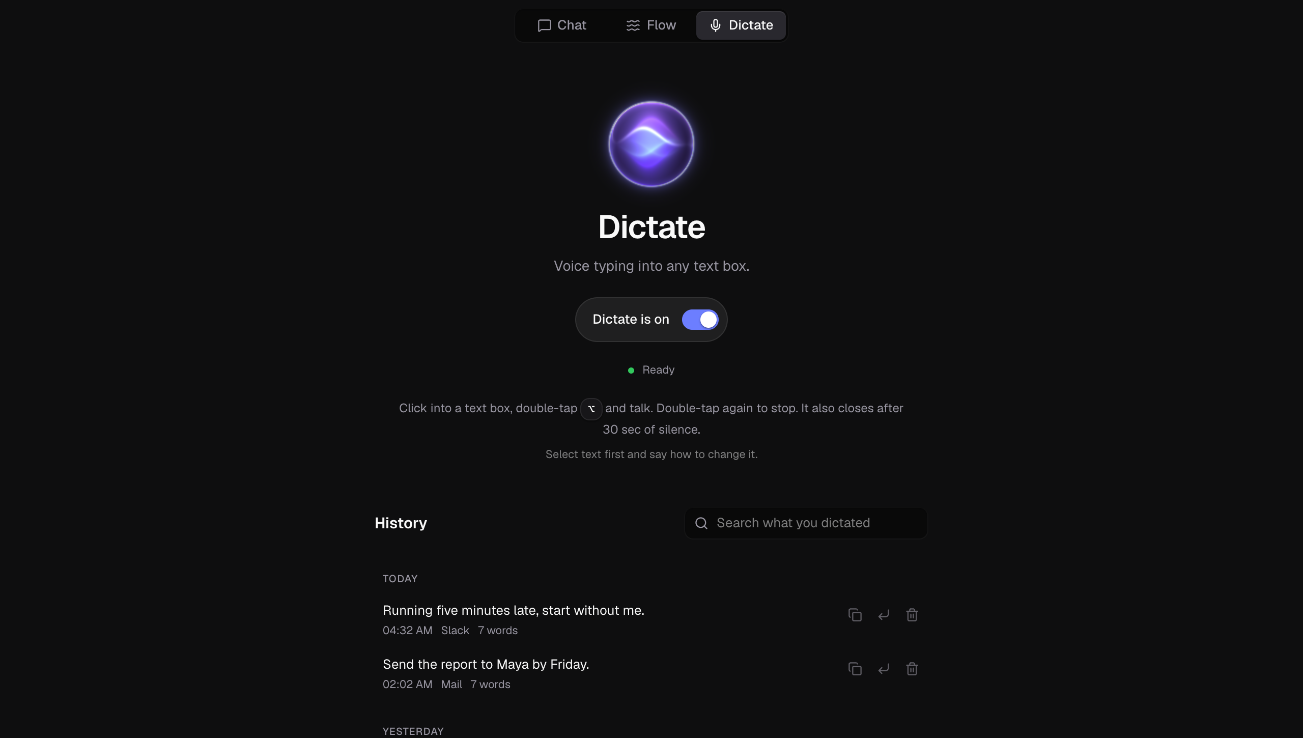 Dictate home