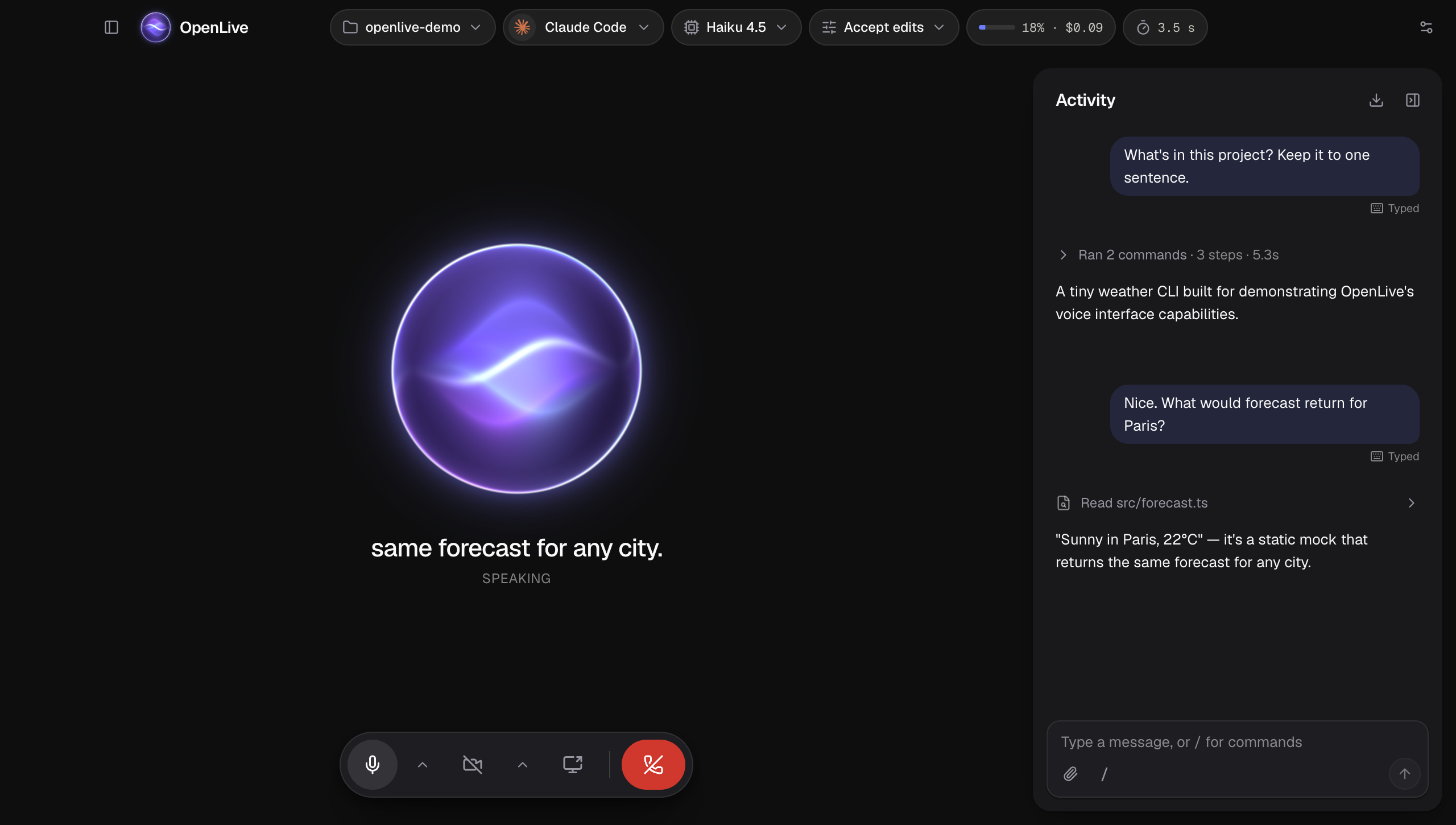 In a live call