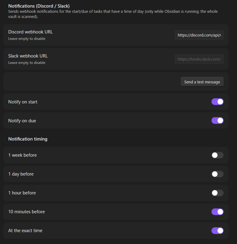 Notification settings