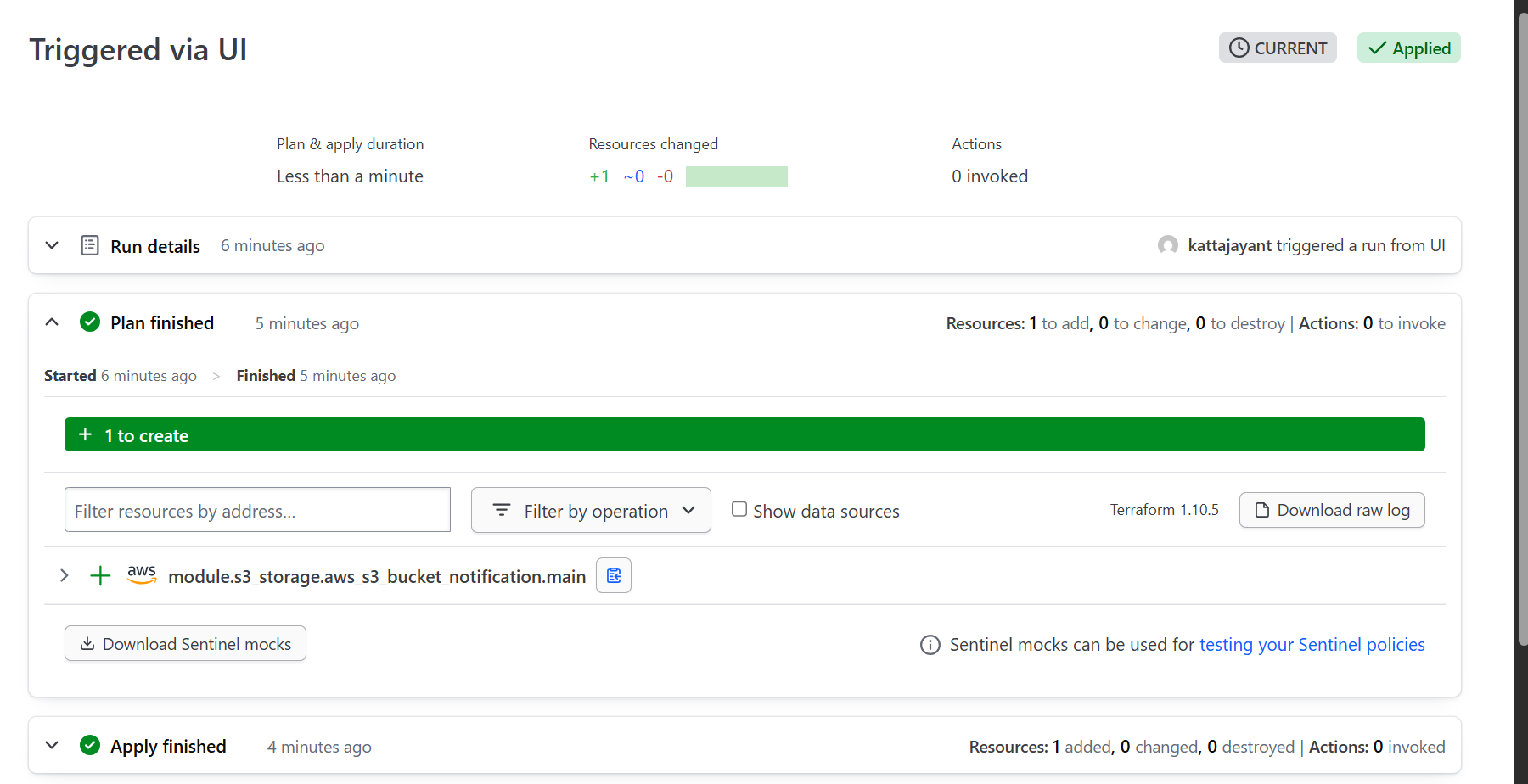HCP apply finished successfully with 25 resources created and outputs shown