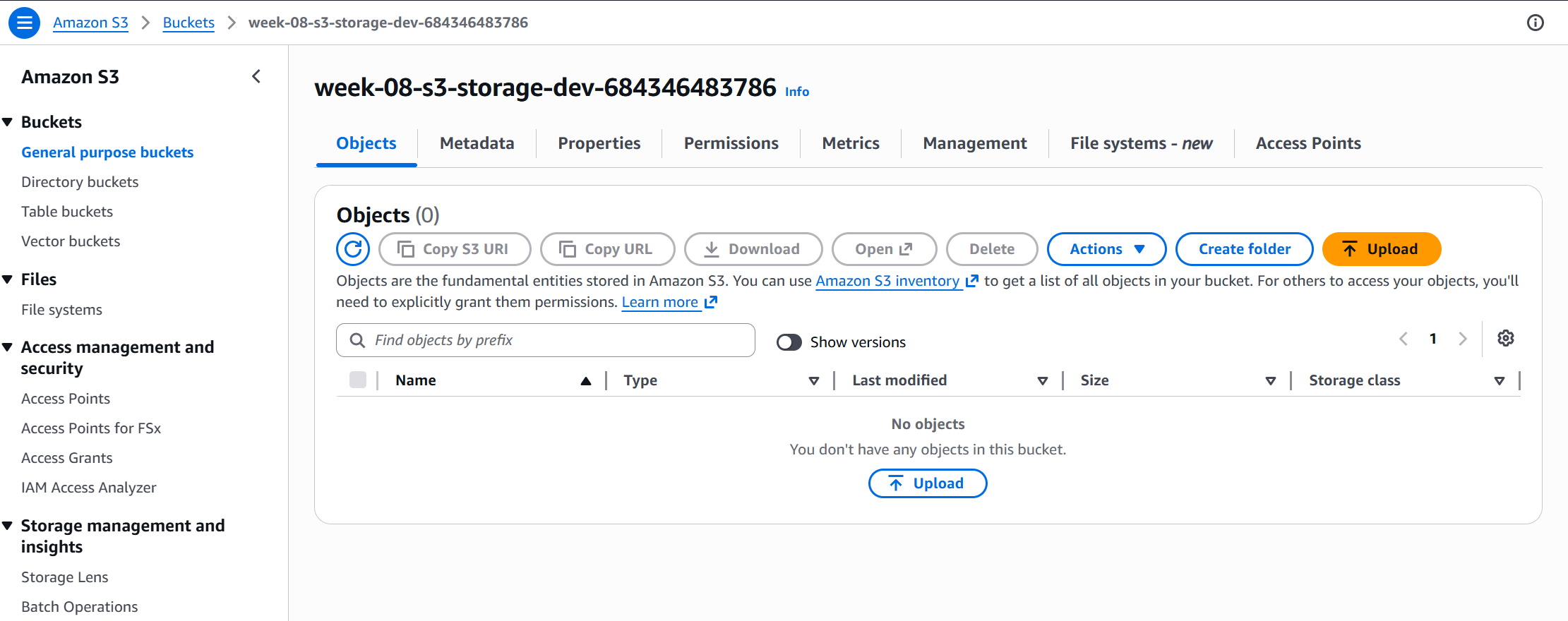 S3 bucket in the AWS console