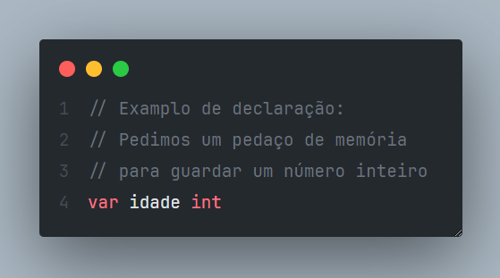 Exemplo de declaração em Golang