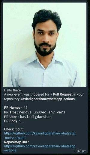 Message for a PR event