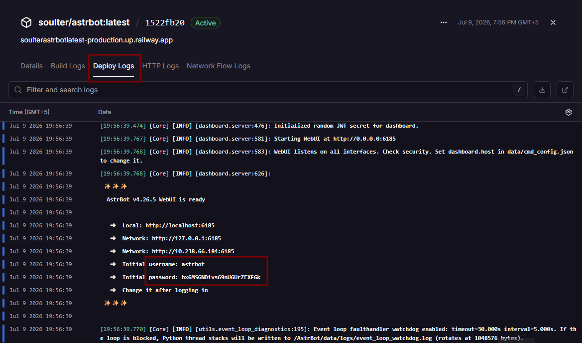 Generated Username and Password