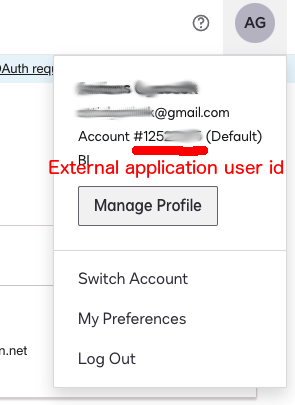 External application user user id example