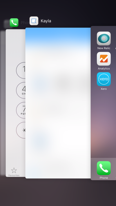 Screenshot of the multi-tasking screen with privacy screenshot