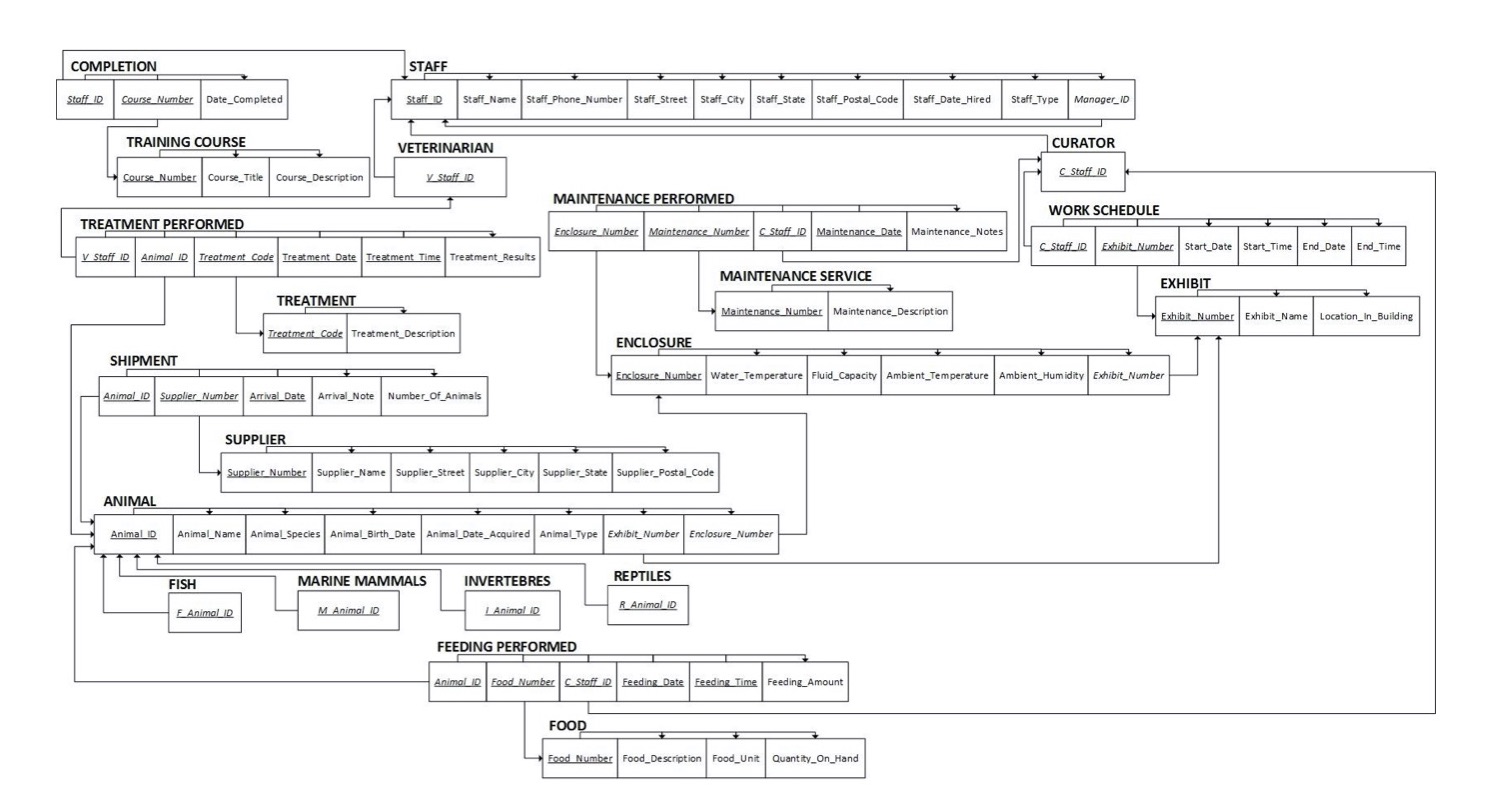 Aquarium Database Relational Schema Diagram