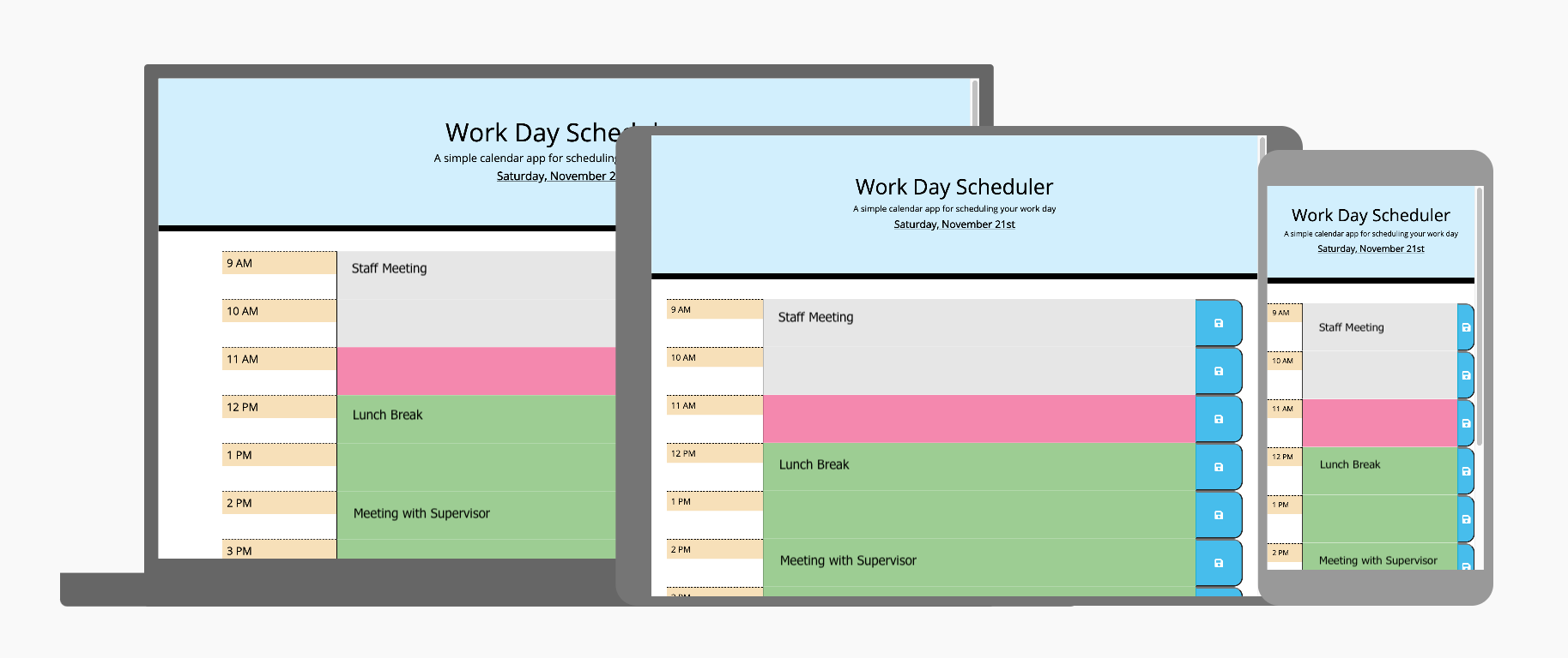 Work Day Planner User Interface