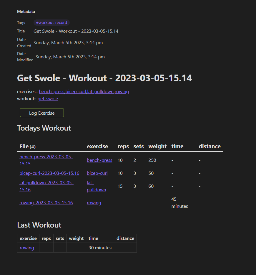 Workout Record