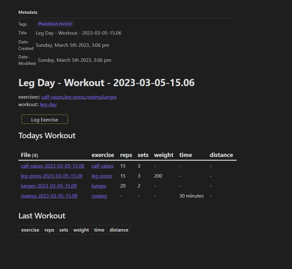 Workout Record