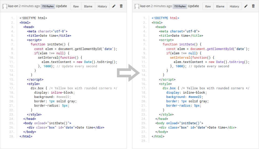 Screenshot of enhanced code syntax highlighting in GitBucket