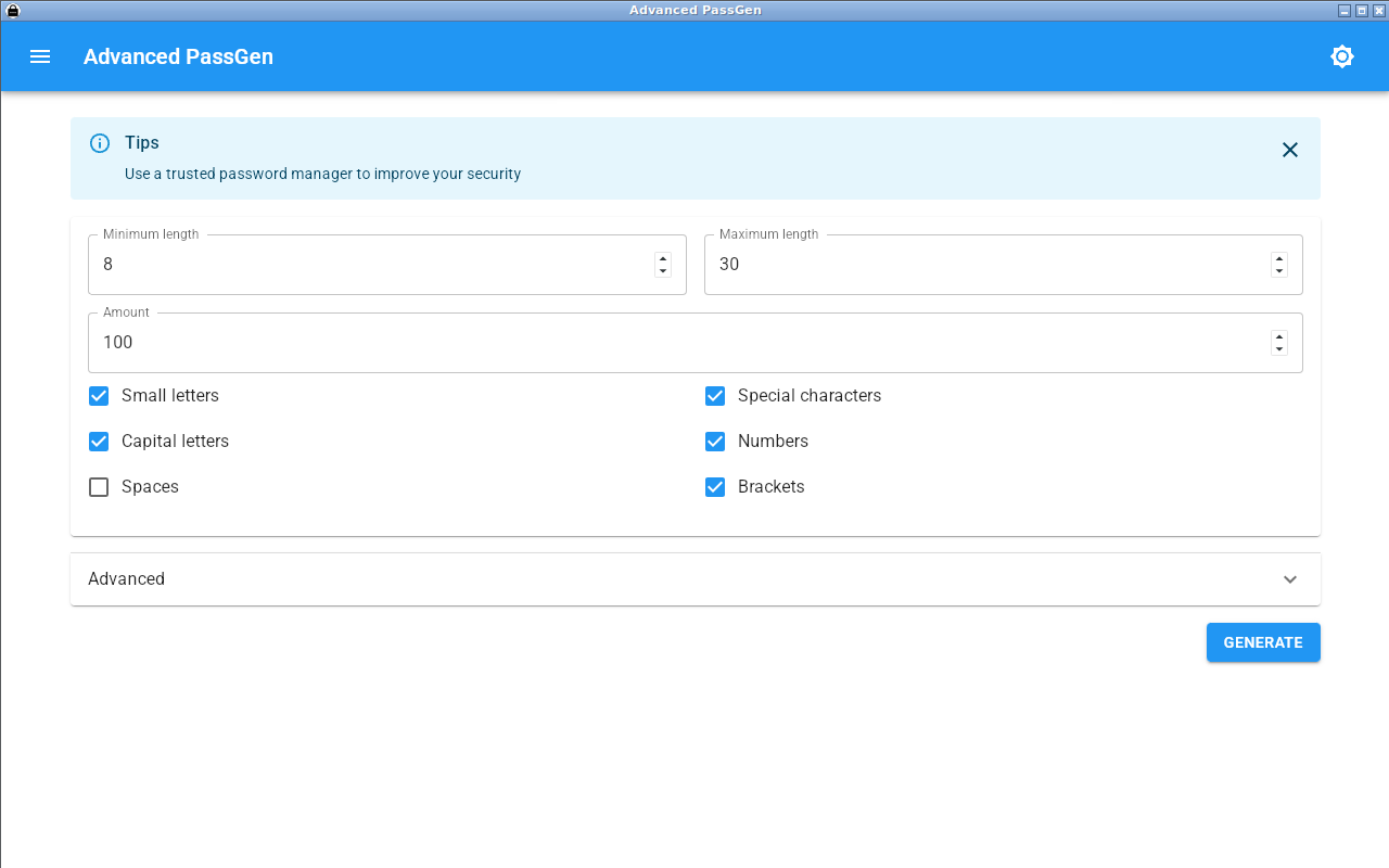 screenshot 1 of Advanced Passgen