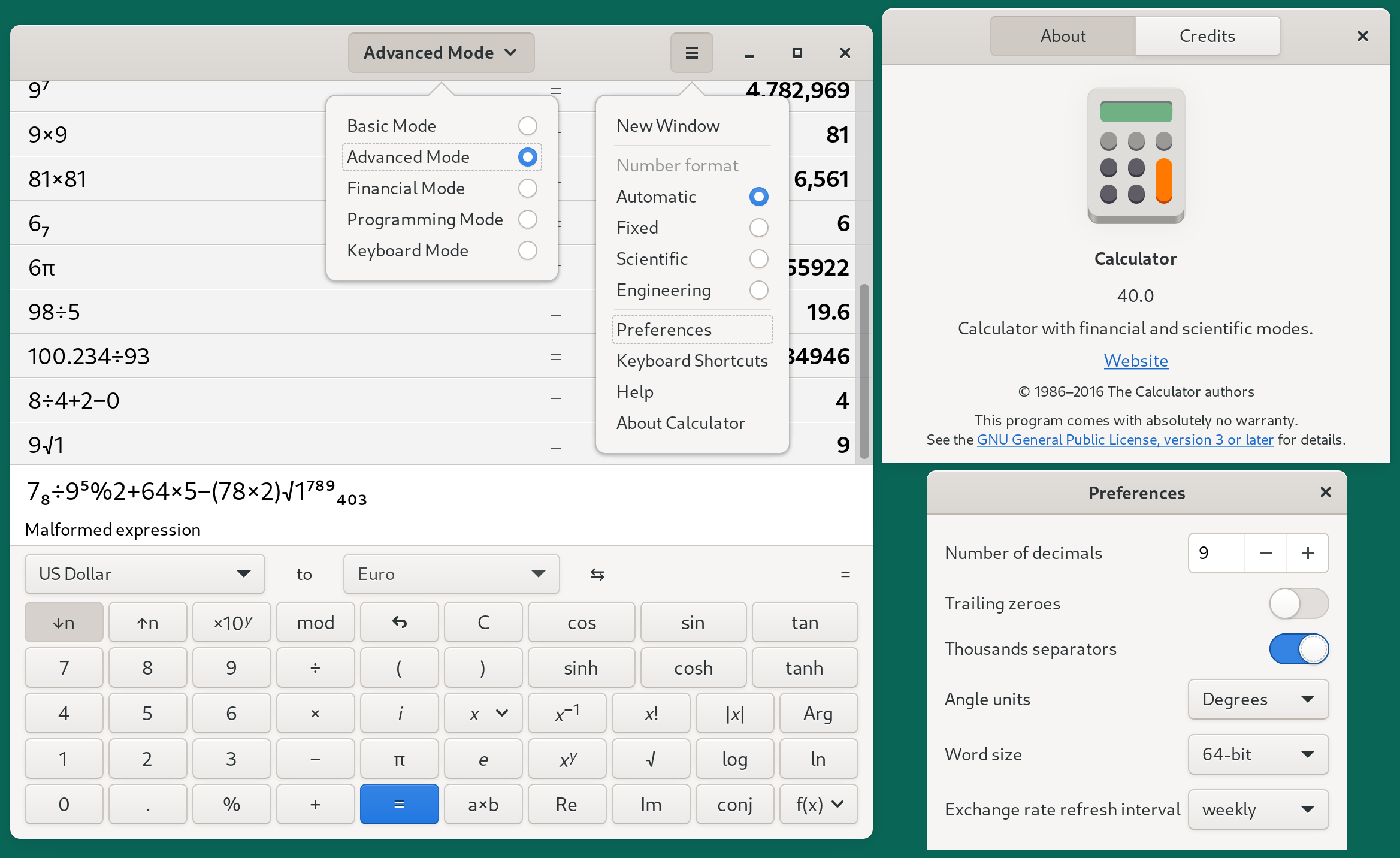 screenshot 1 of Gnome Calculator