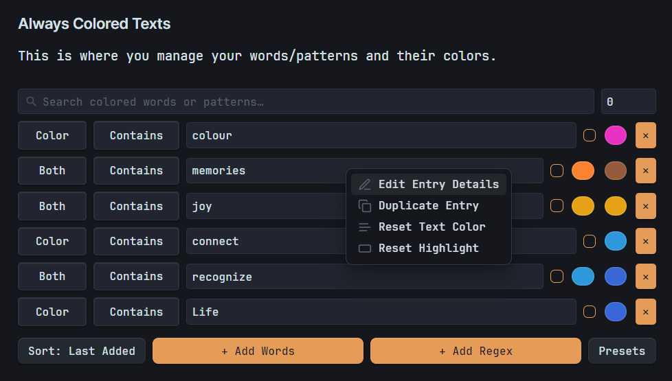 Plugin Settings Always Colored Texts