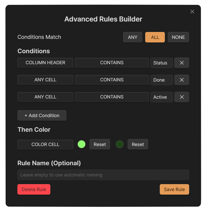 Advanced Rules Modal