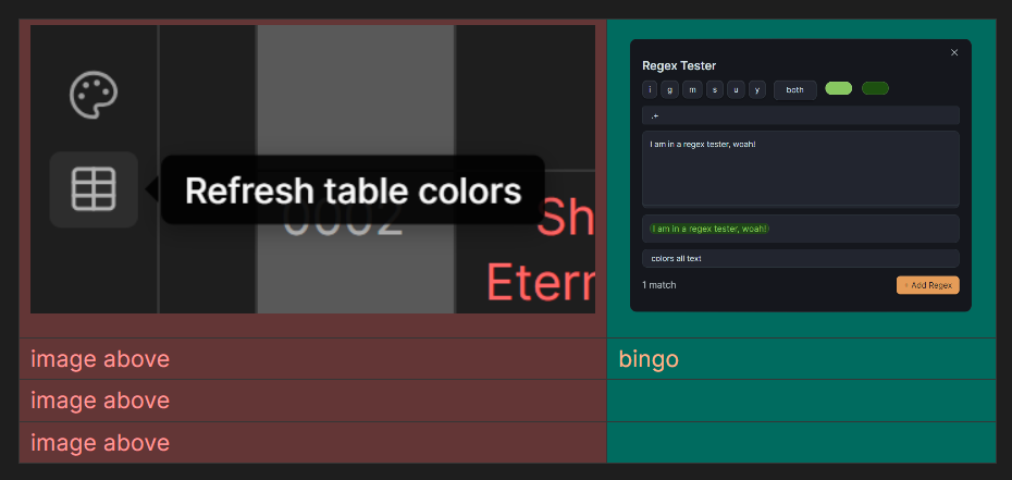 Image Table with Column Colored