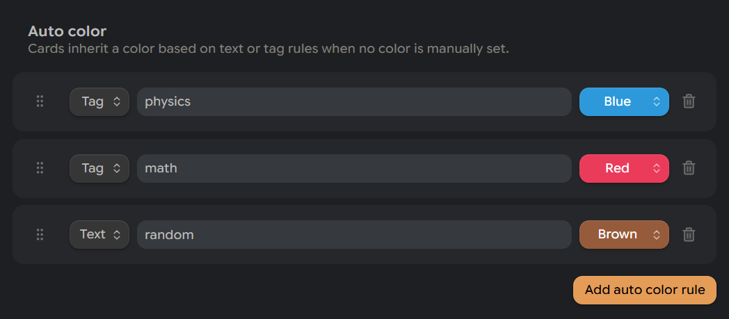 Auto-color settings