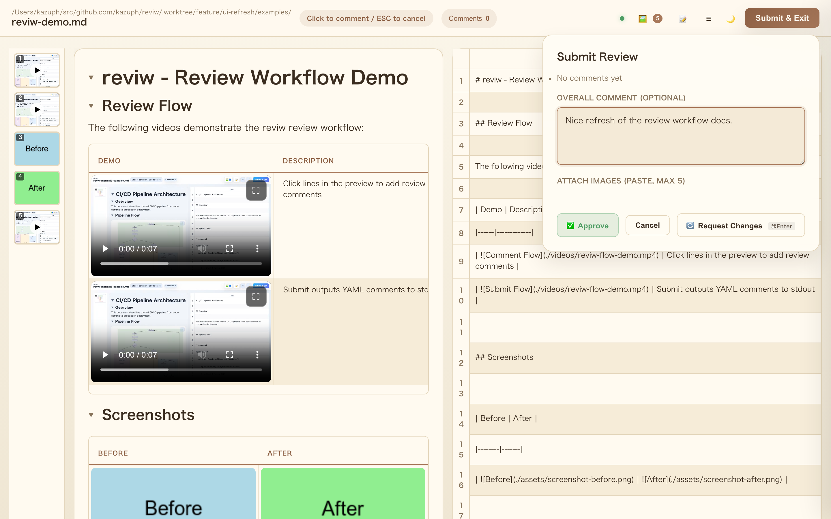 Submit Review Dialog