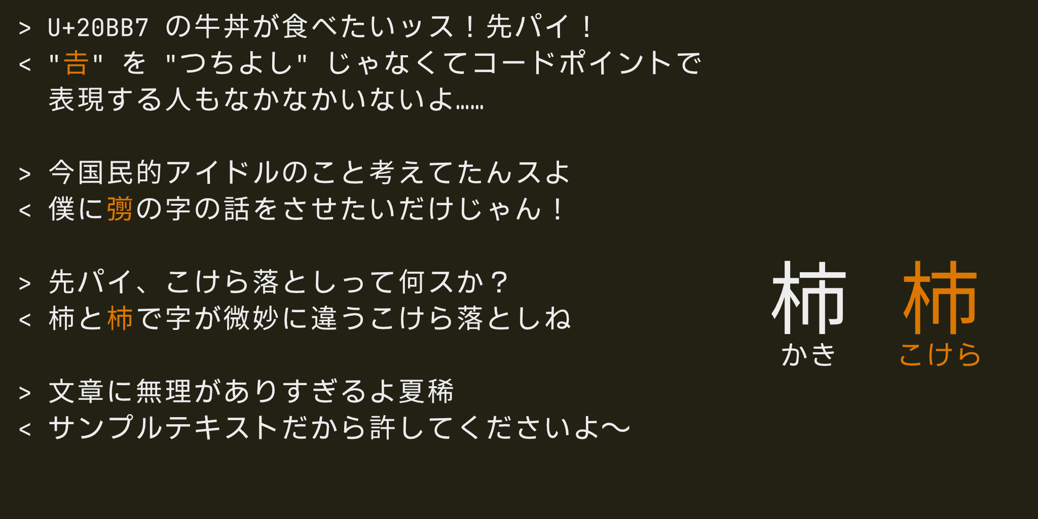 JIS 第 1,2 水準に含まれない漢字の例