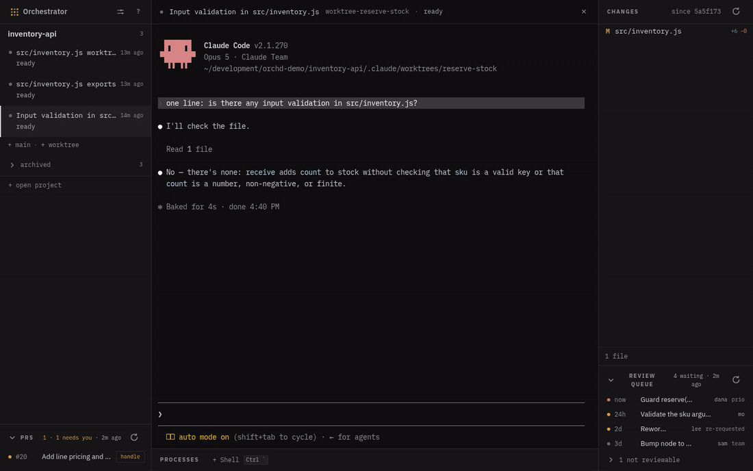 the diff viewer, and sessions surviving a daemon restart