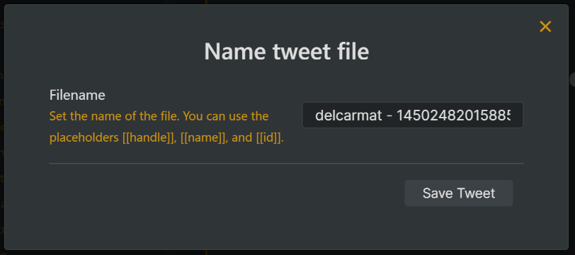 The modal to name a downloaded tweet.