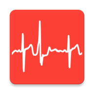 PolarPVC2 app logo with red background and an ECG trace in white of three heart beats with middle one being a PVC