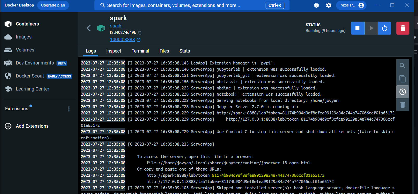 spark jupyter lab token