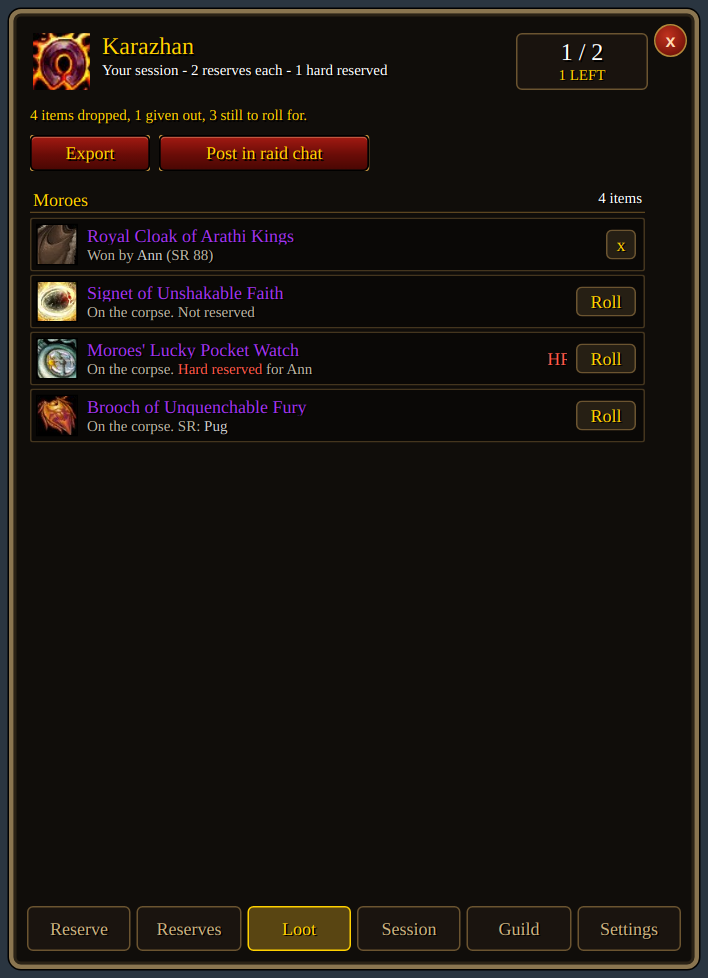 The Loot tab