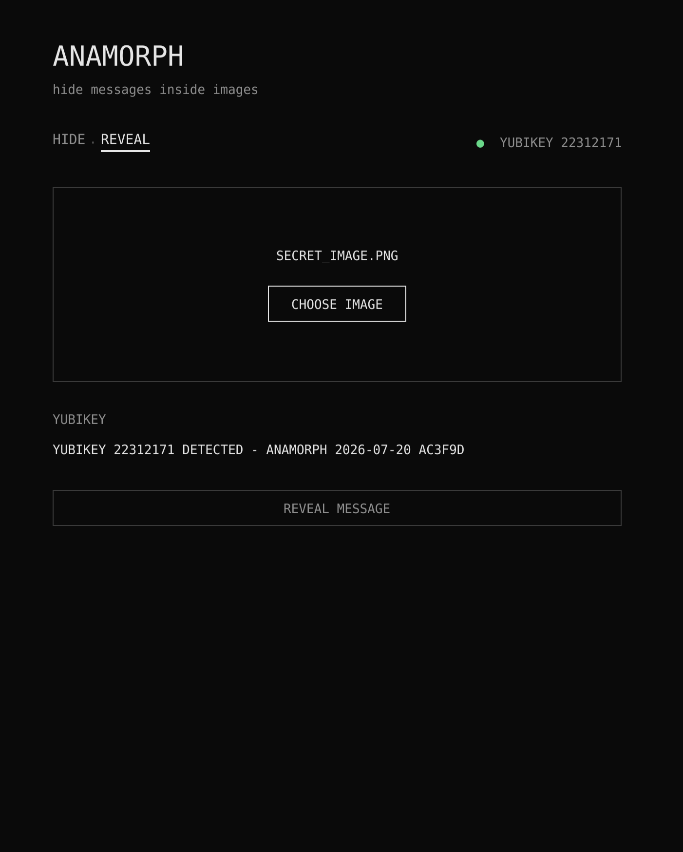 reveal: the right yubikey is detected