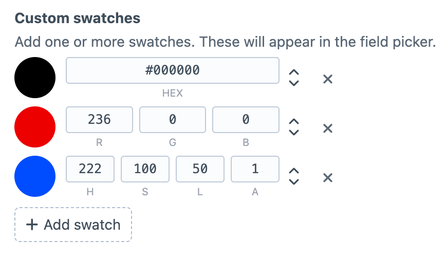 Adding custom swatches