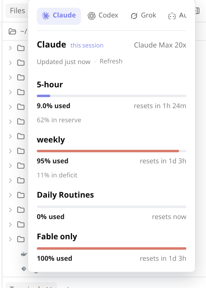 Provider panel — Claude