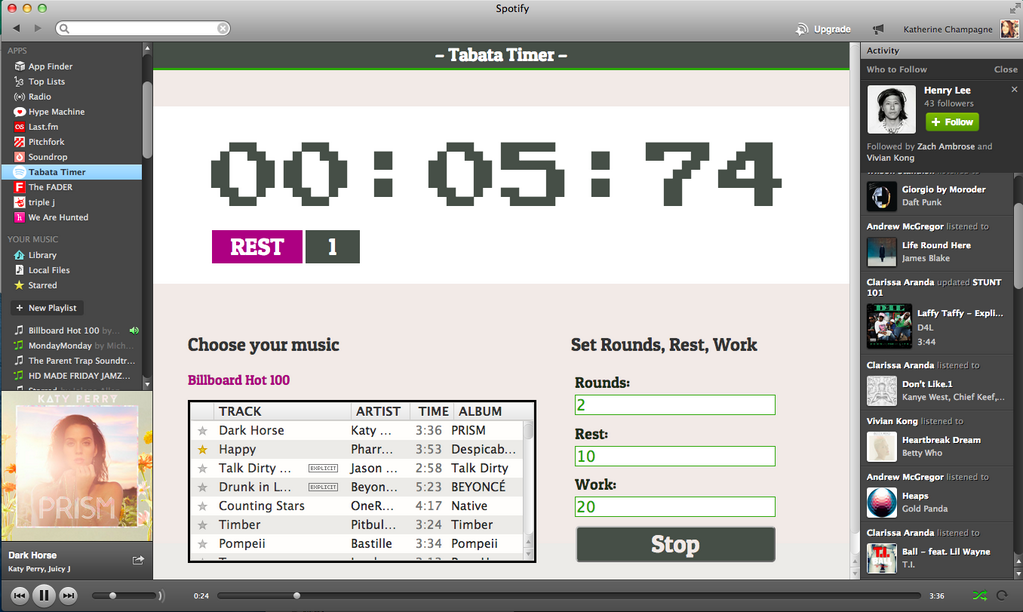 Tabata Timer For Spotify
