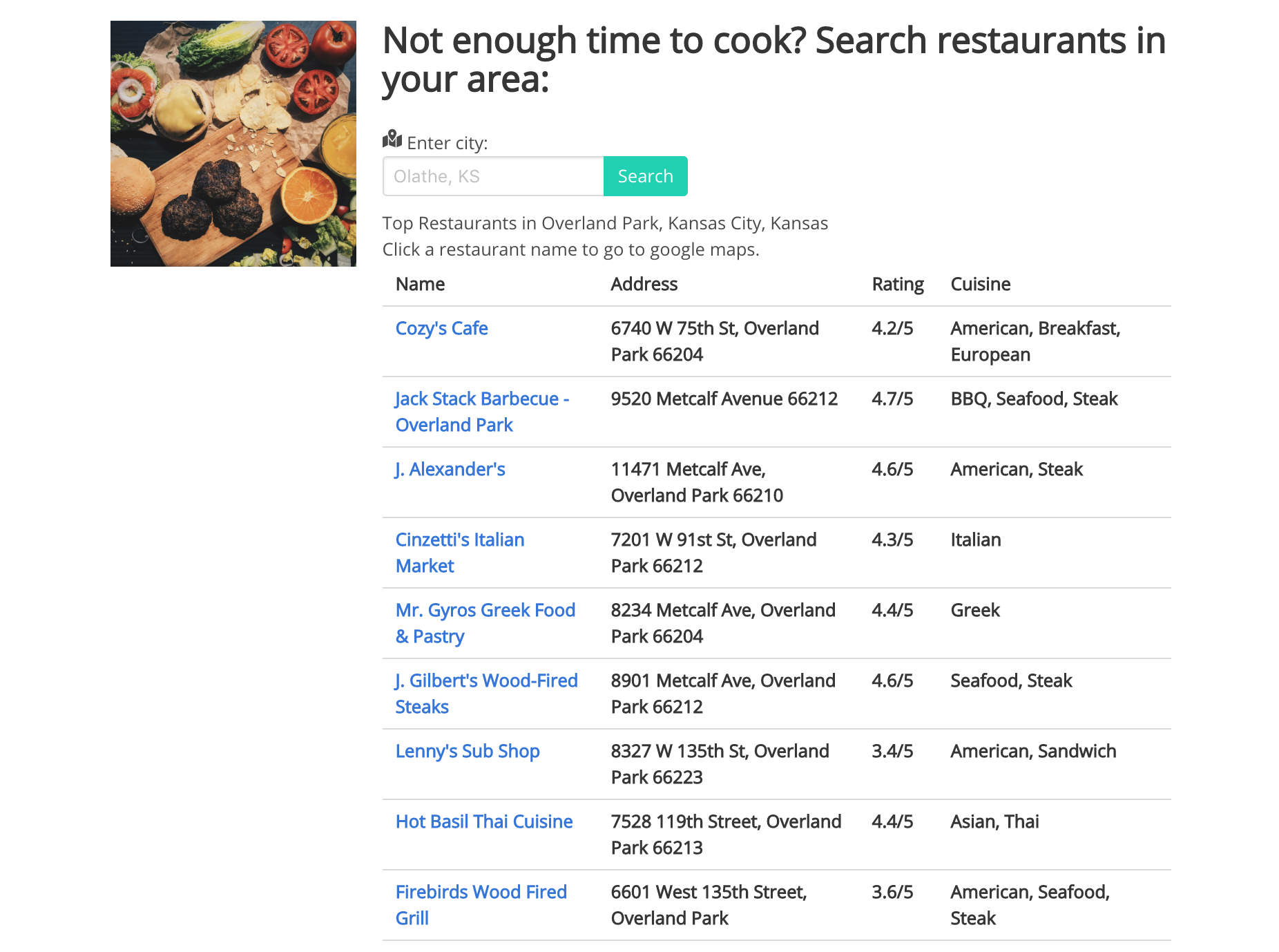 Find a restaurant