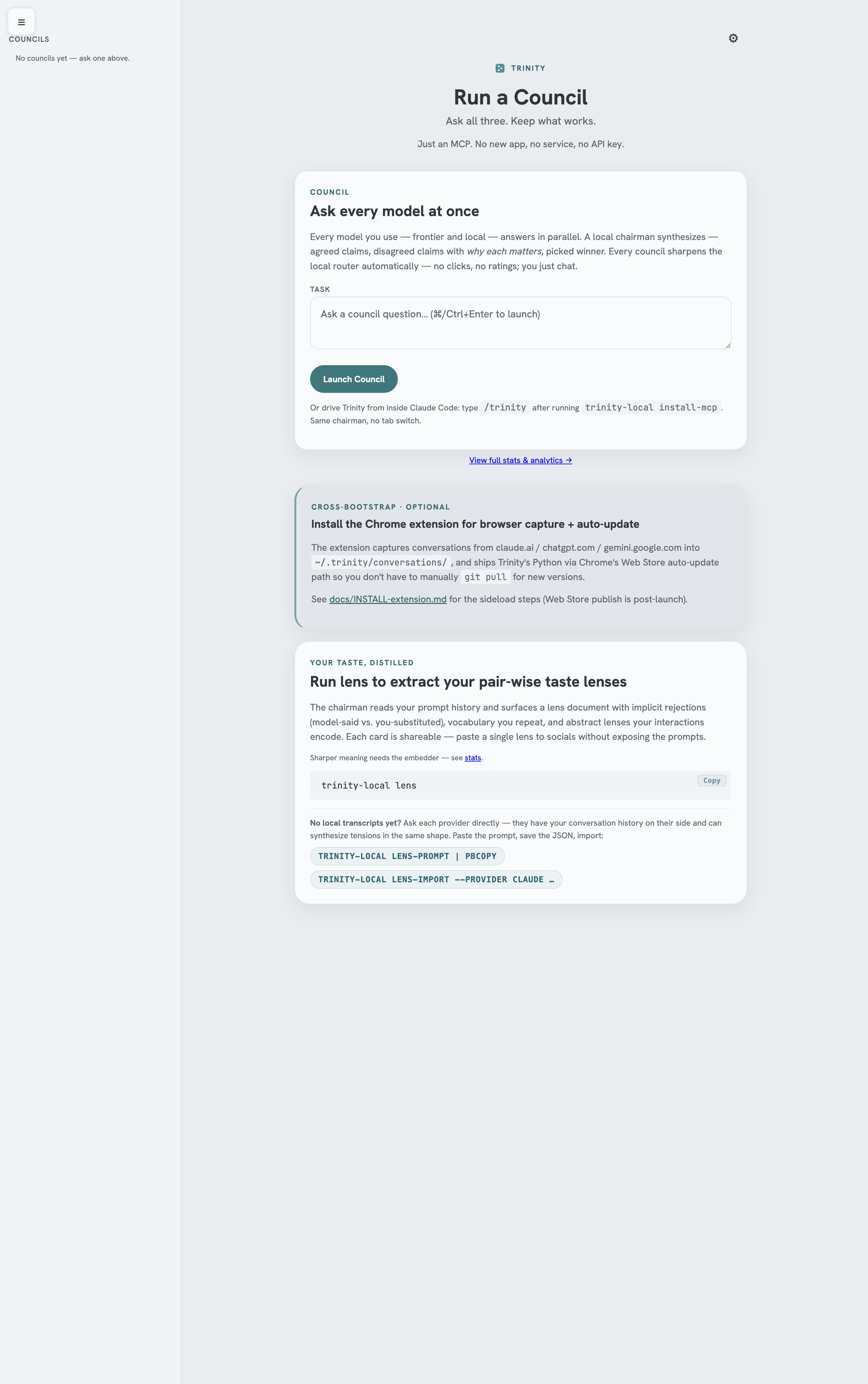 the launchpad — what a brand-new install opens to on first run