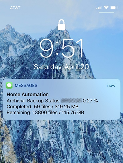 Screenshot: Automated SMS/Text Status Updates