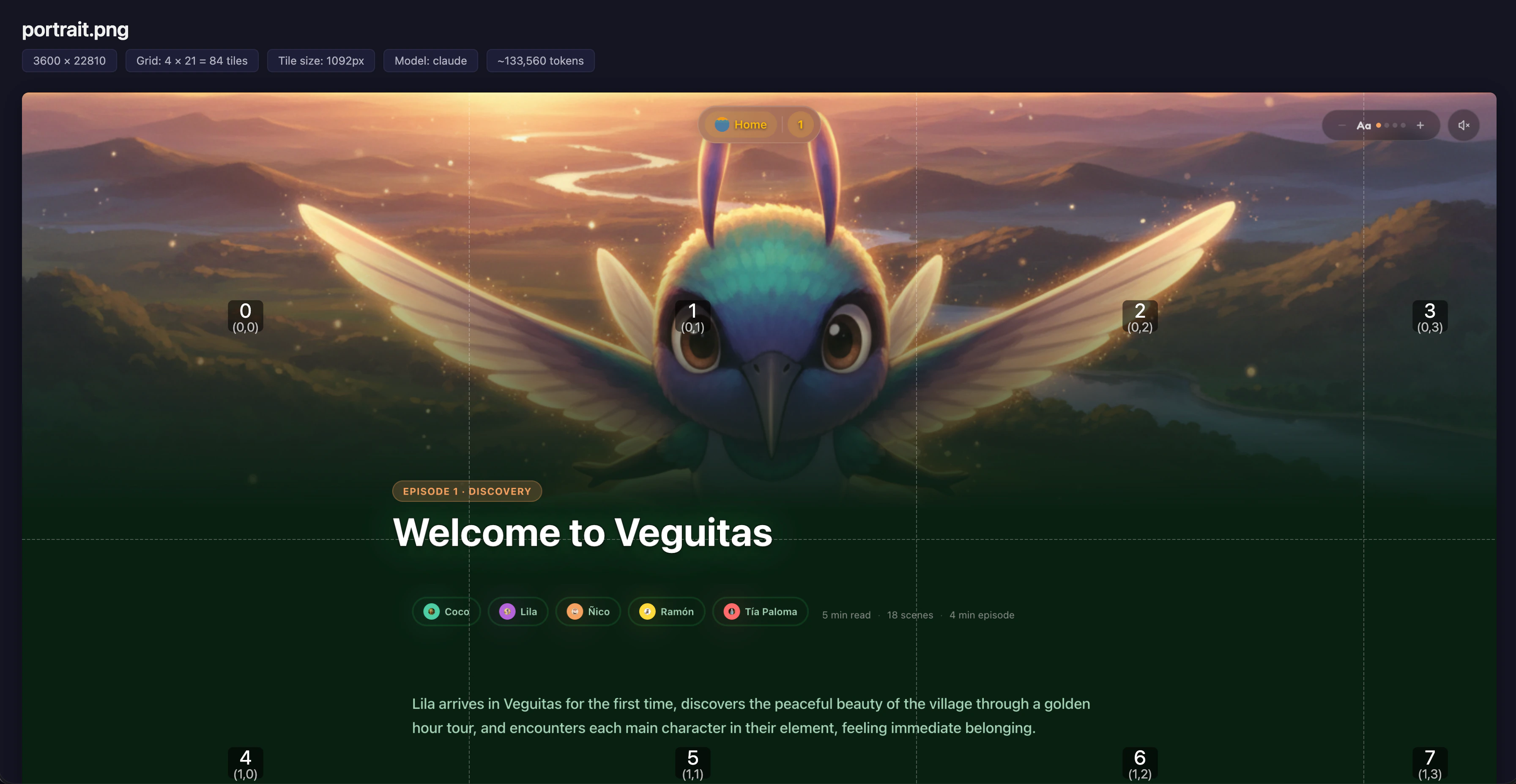 Preview of image tiling grid for veguitas.com
