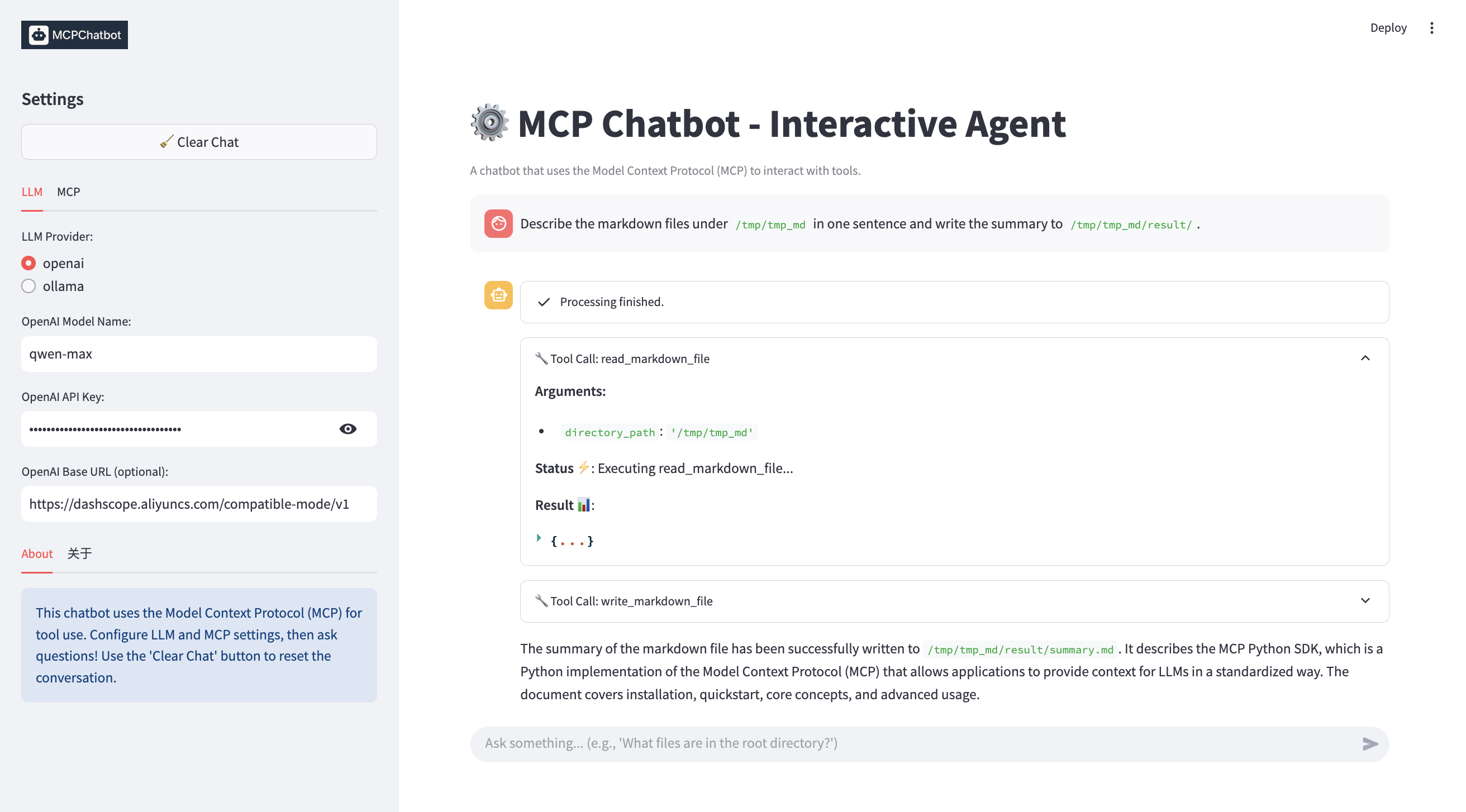 MCP Chatbot Streamlit Demo