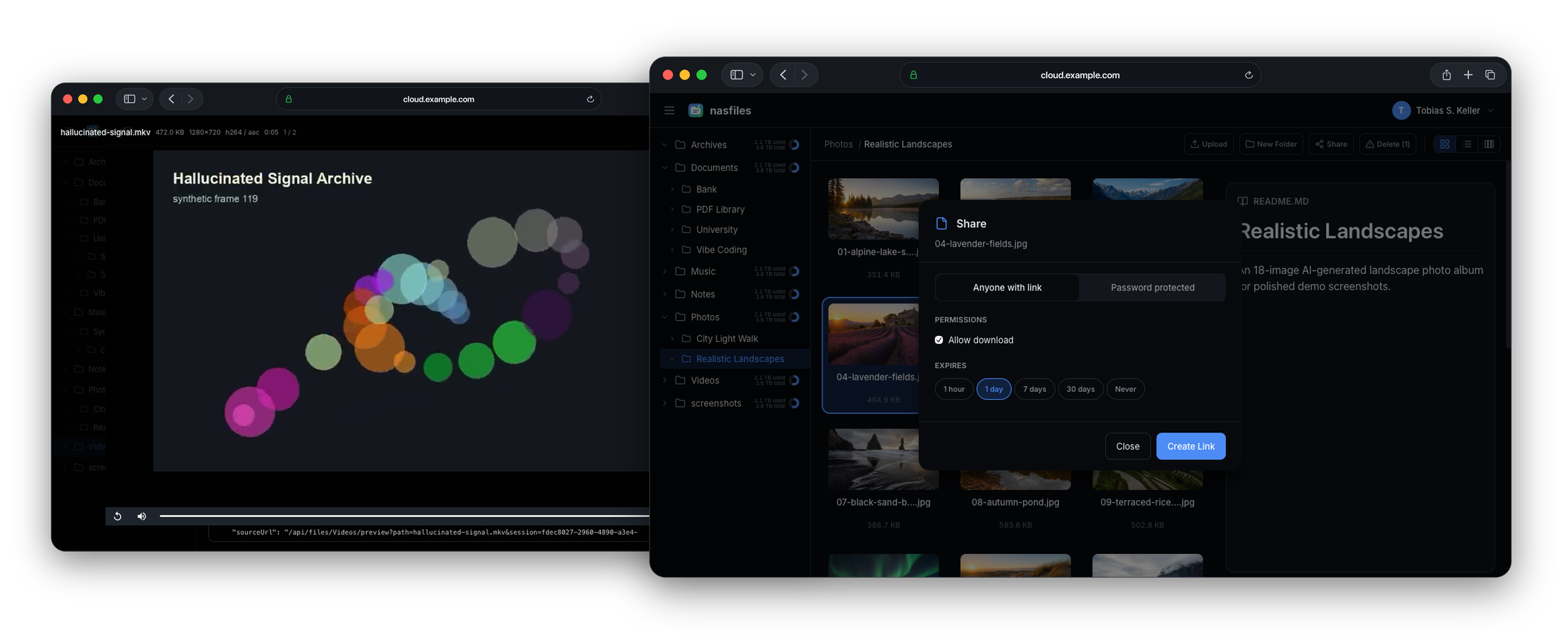 NAS Drive media previews for documents, music and video
