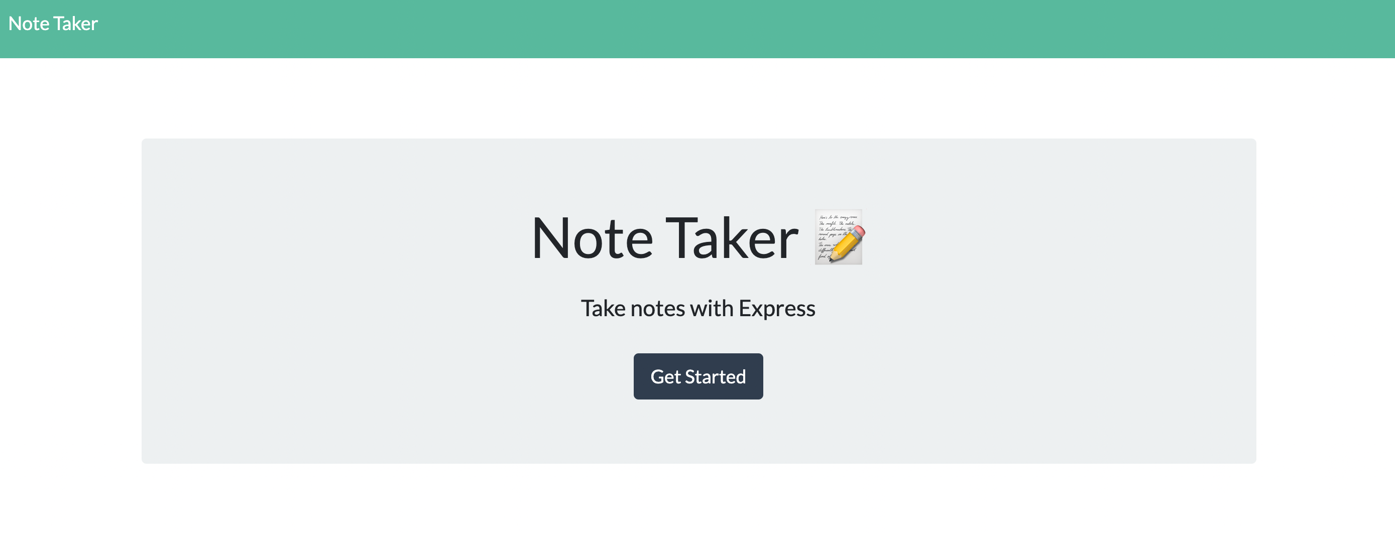 note taker to take notes with express and a get started button