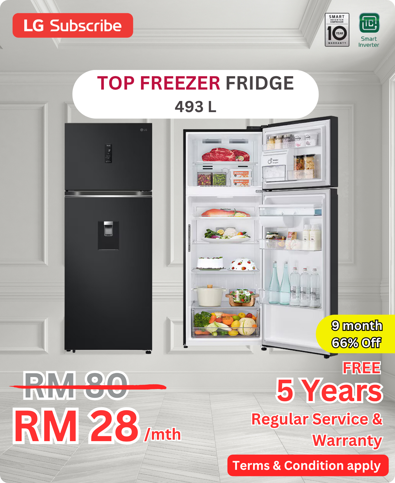 LG Top Freezer Fridge 493L