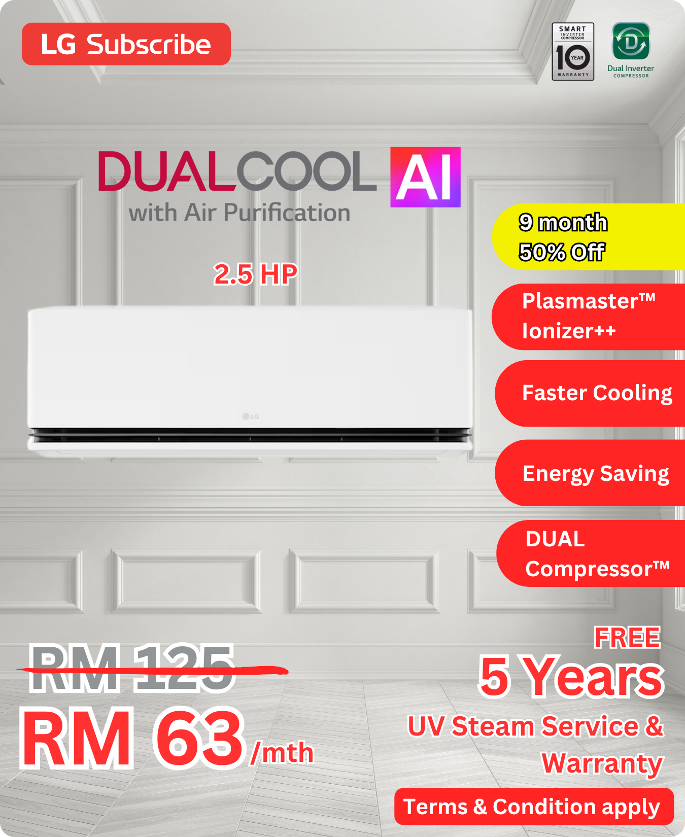 LG DUALCOOL Premium 2.5 HP