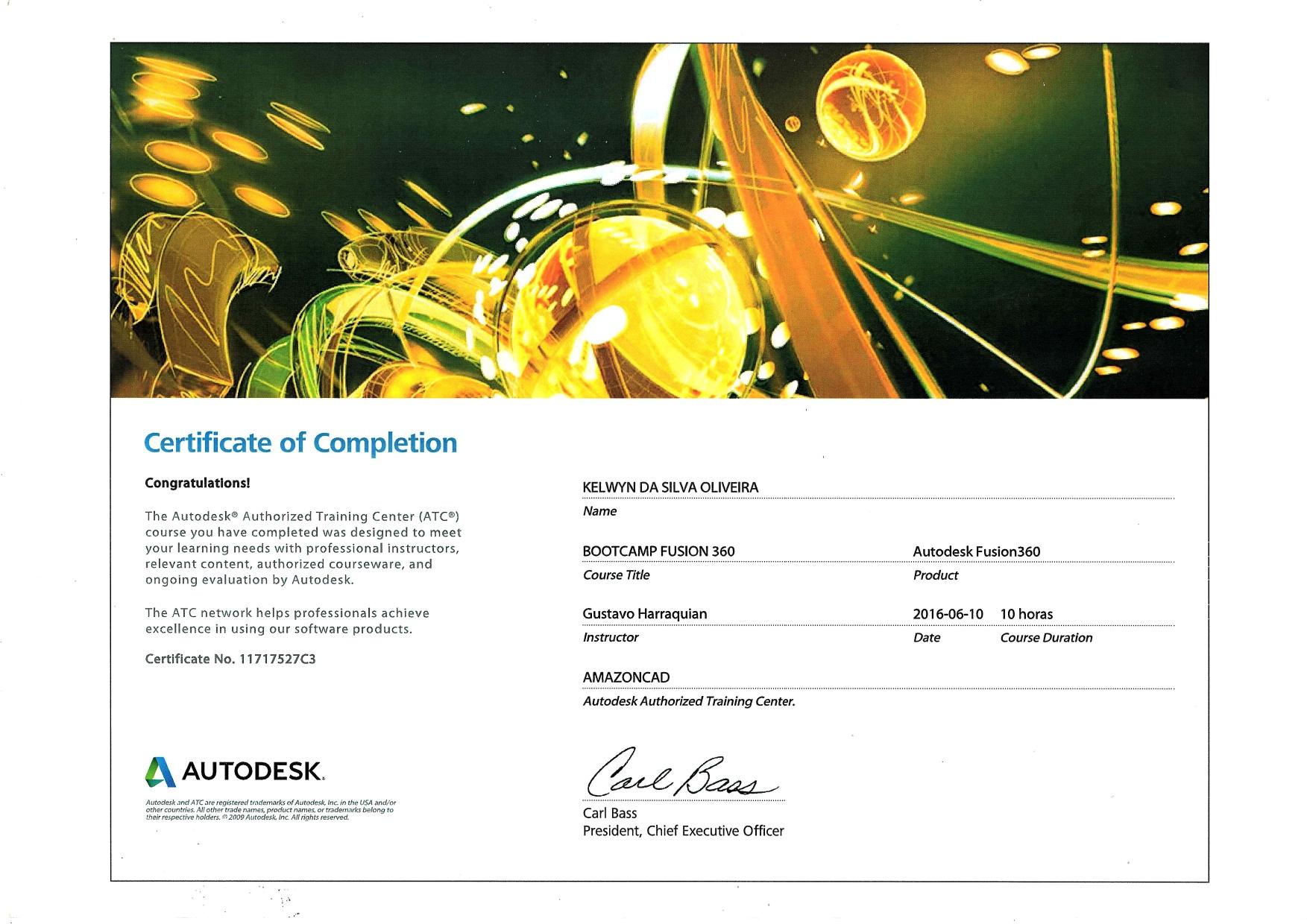 Fusion 360 course certificate