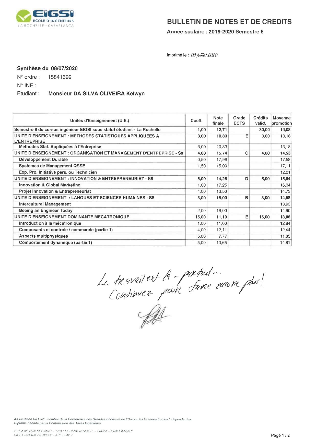 Bulletin of S8 at EIGSI - exchange in France