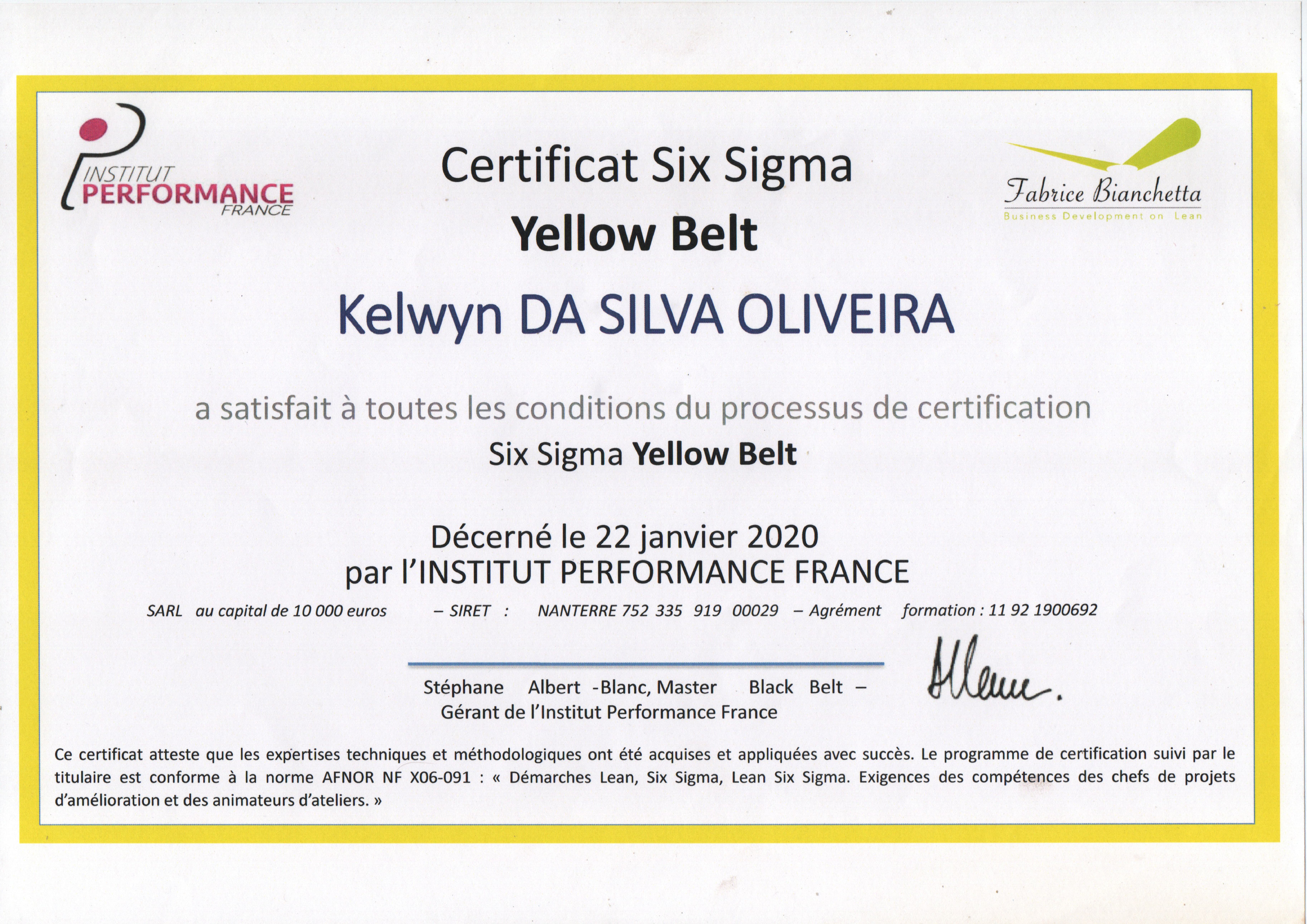 Six-sigma - yellow belt certificate