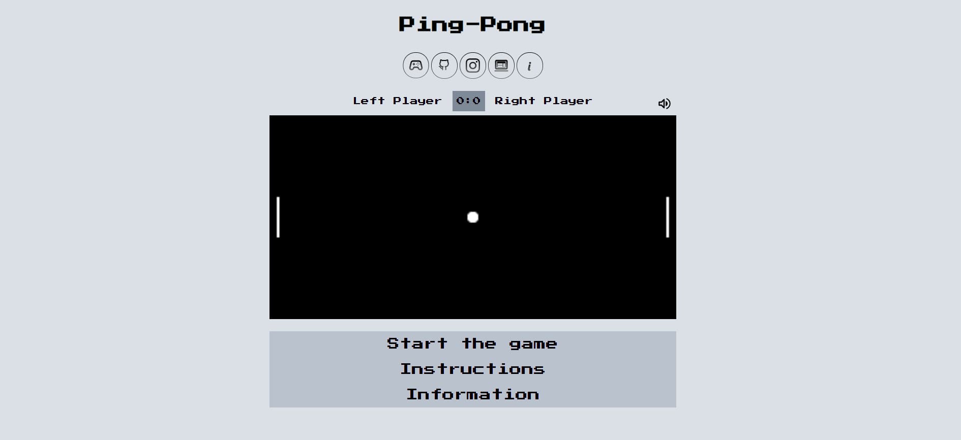 Pong game screen