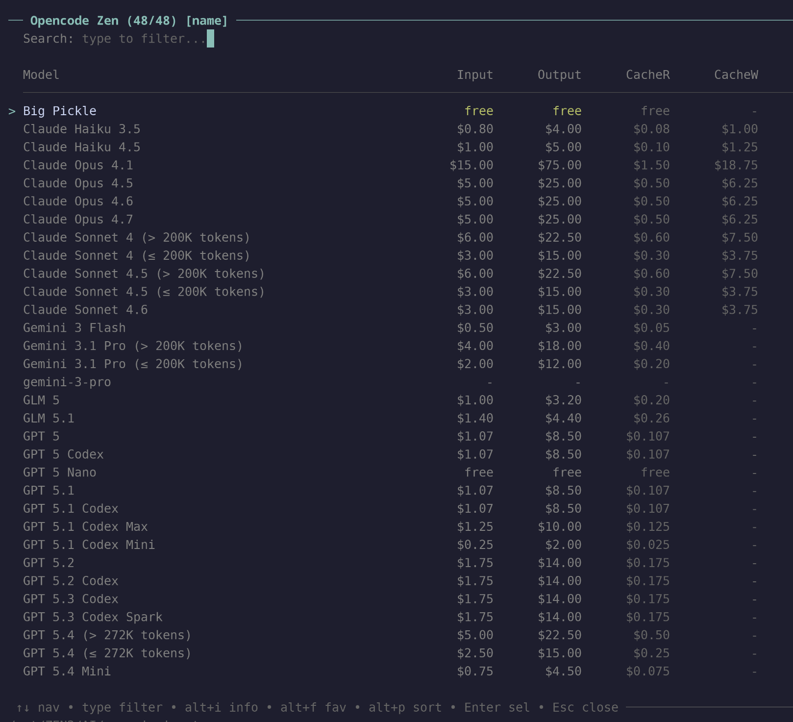 OpenCode Zen preview