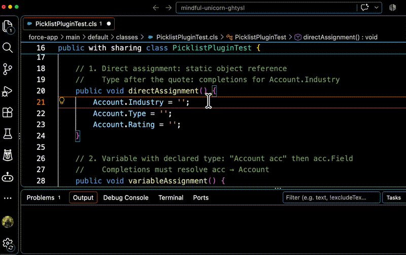 Picklist autocomplete in action