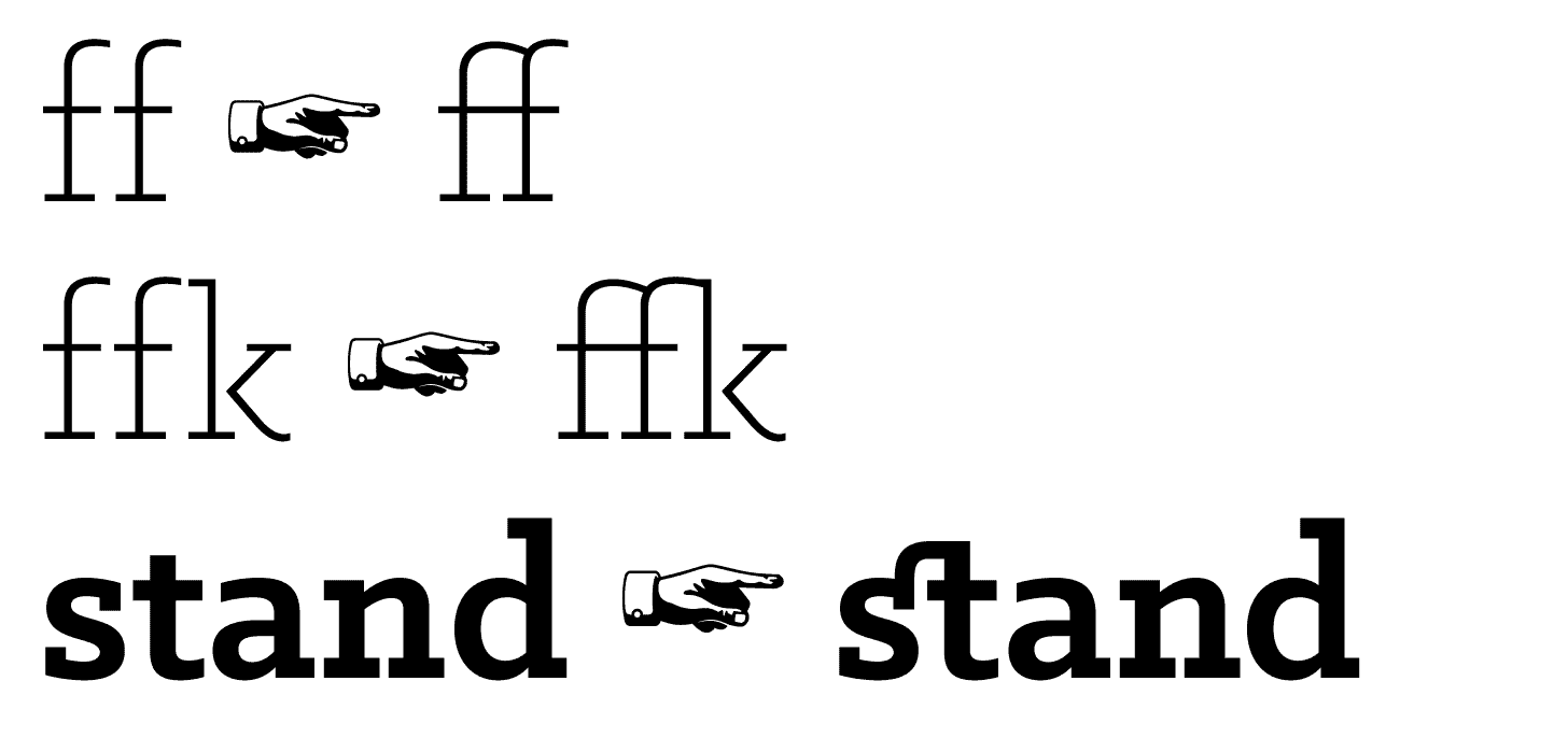 An example of basic and discretionary ligatures.