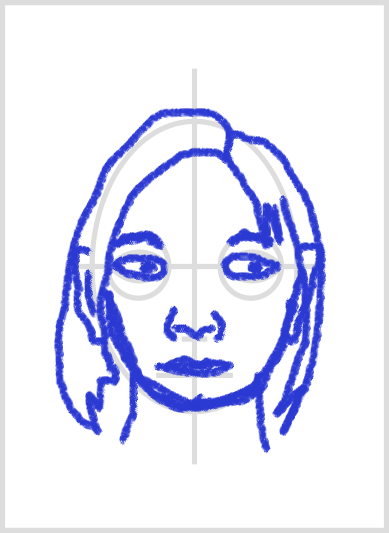 Example of a face on the template